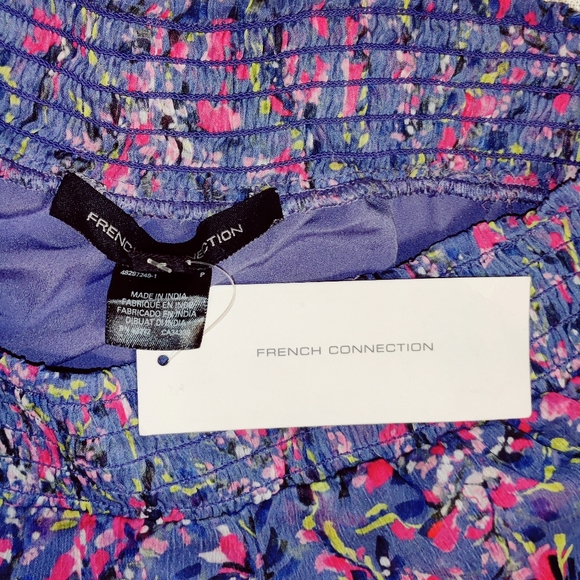 French Connection Asymmetrical Ruffle Skirt Floral Pier Blue Sz. M - Picture 4 of 9